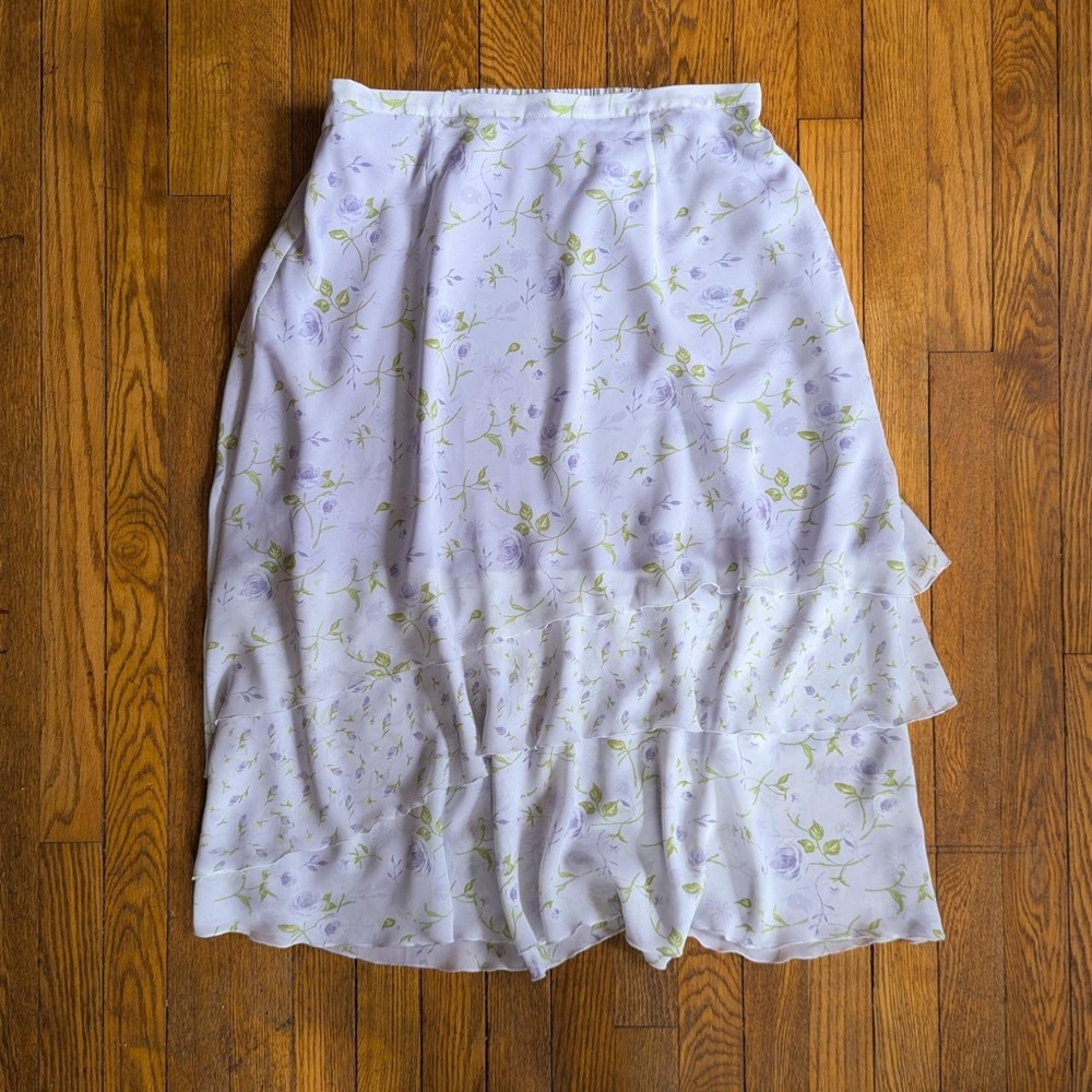Vintage 00's Tiered Floral Midi Skirt